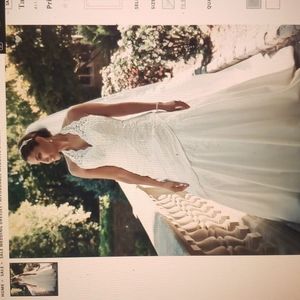 David's Bridal Taffeta Lace Halter A-line